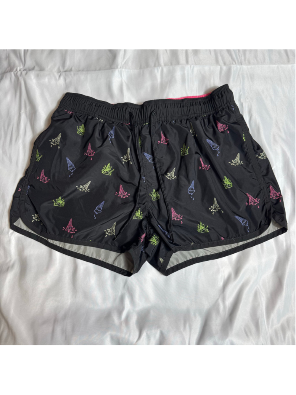 Men's Short-Short H&M Swim Trunks Size M Black Pink Ice Cream Print